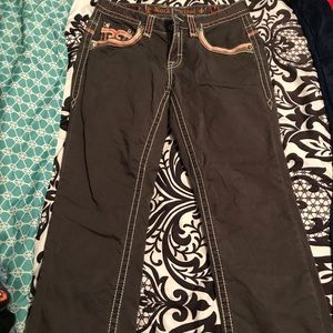 Dark Gray Rock revival jeans. 31 short